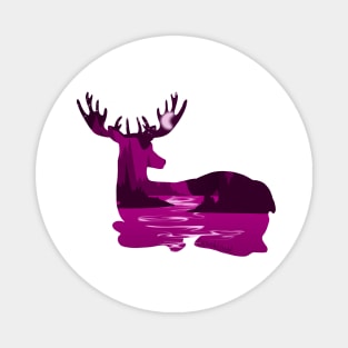 Pink Deer Silhouette Magnet